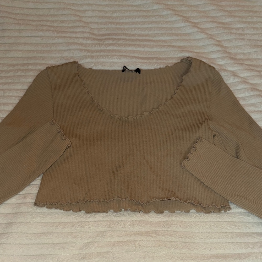 Forever 21 Tan Ribbed Crop Top